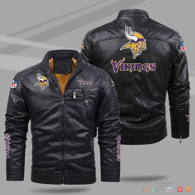 BEST Minnesota Vikings NFL Fleece Trend Leather jacket 8