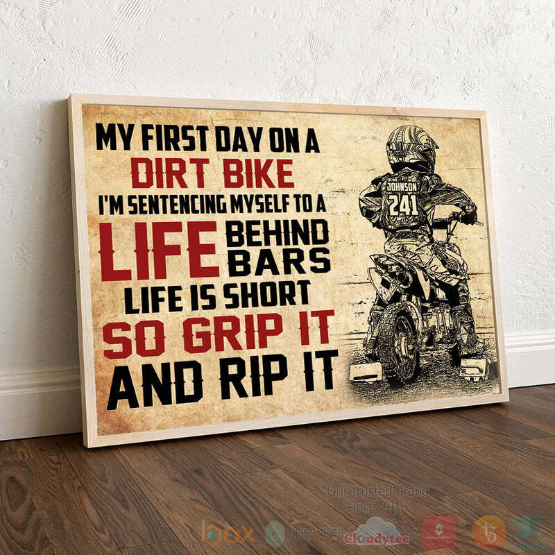 Alternative view of TOP Motocross My First Day On A Dirt Bike Personalized Canvas