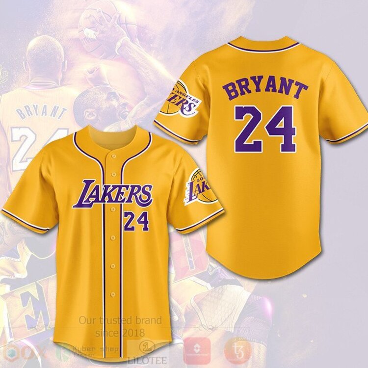 TOP NBA Los Angeles Lakers Kobe Bryant 24 AOP Baseball Jersey 3