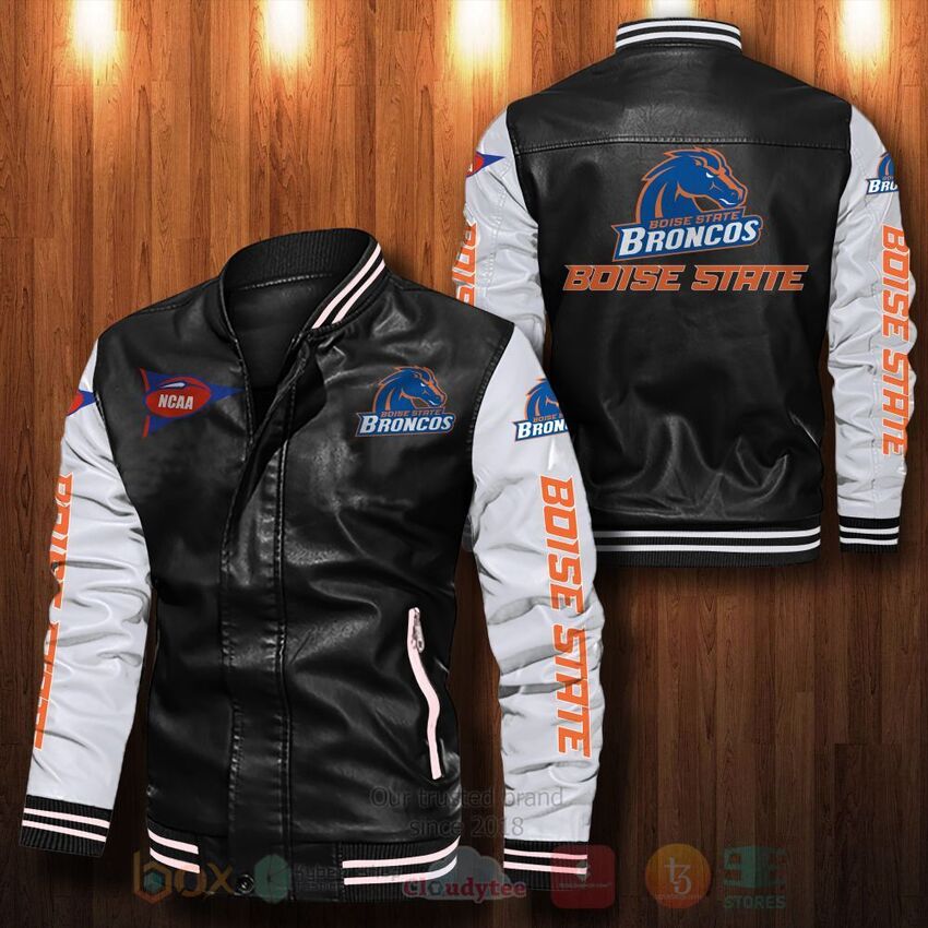 TOP NCAA Boise State Broncos All Over Print Bomber Leather Jacket 12