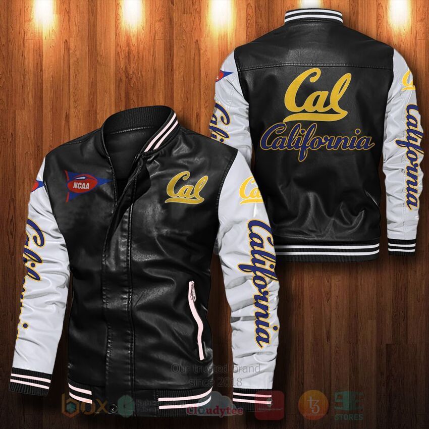 TOP NCAA California Golden Bears All Over Print Bomber Leather Jacket 13