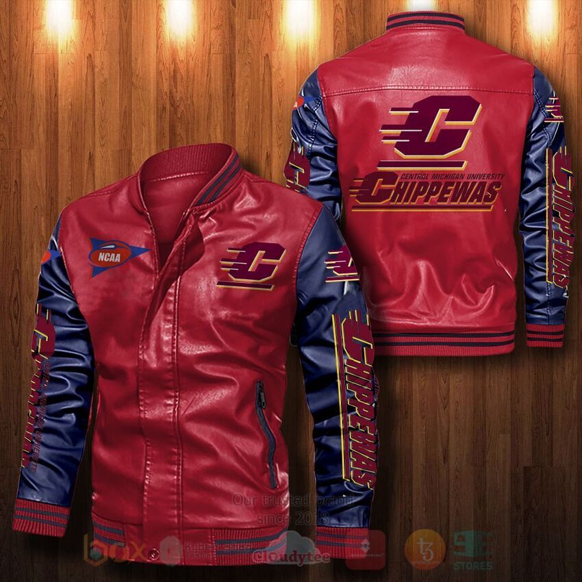 TOP NCAA Central Michigan Chippewas All Over Print Bomber Leather Jacket 3 TOP NCAA Central Michigan Chippewas All Over Print Bomber Leather Jacket - Image 3