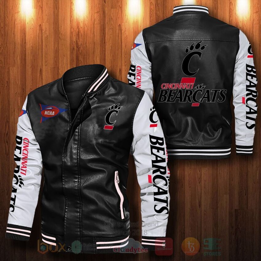 TOP NCAA Cincinnati Bearcats All Over Print Bomber Leather Jacket 13