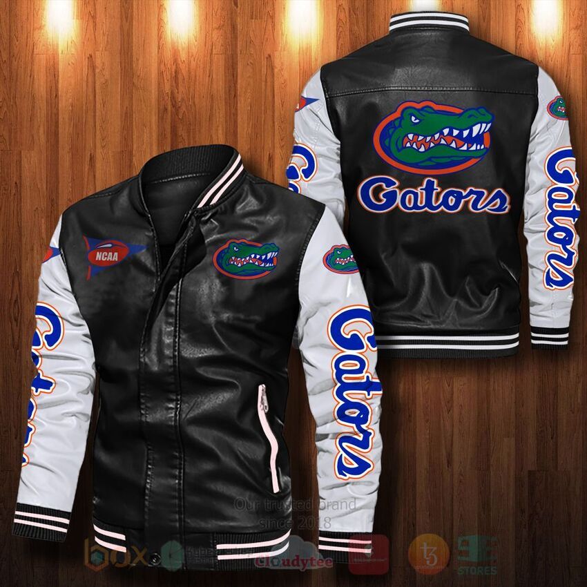 TOP NCAA Florida Gators All Over Print Bomber Leather Jacket 12