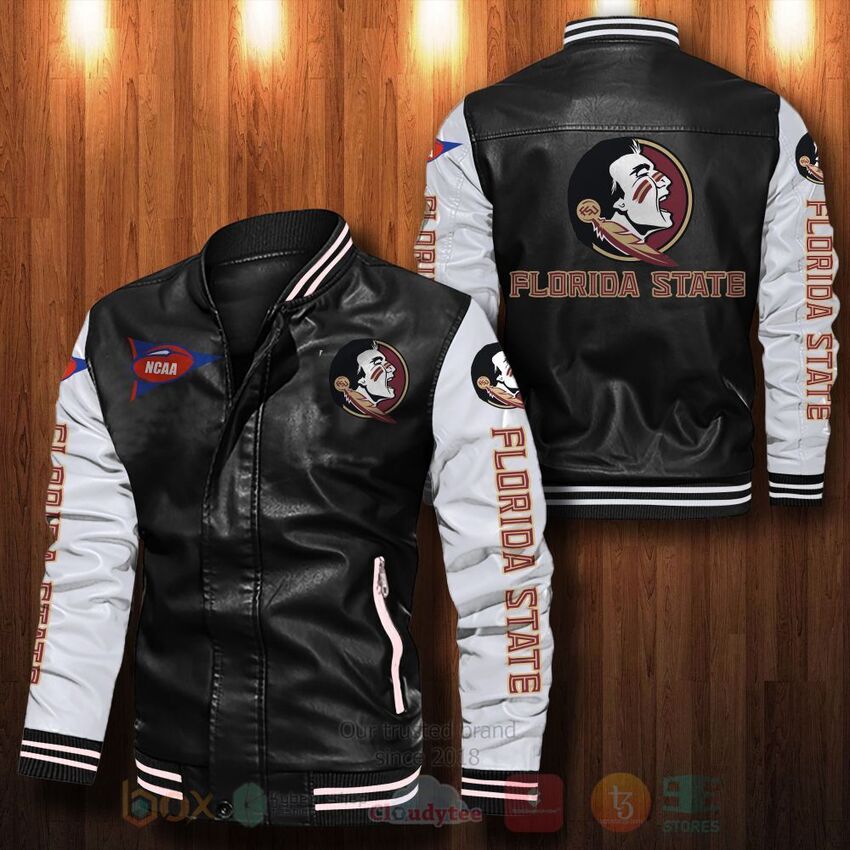 TOP NCAA Florida State Seminoles All Over Print Bomber Leather Jacket 13