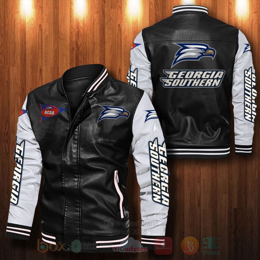 TOP NCAA Georgia Southern Eagles All Over Print Bomber Leather Jacket 13