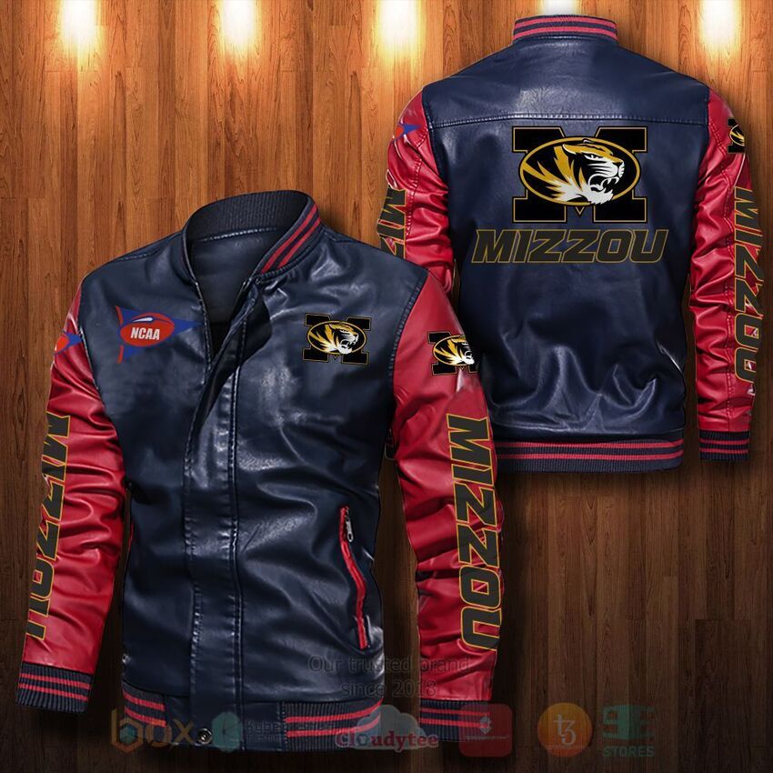 Alternative view of TOP NCAA Missouri Tigers All Over Print Bomber Leather Jacket