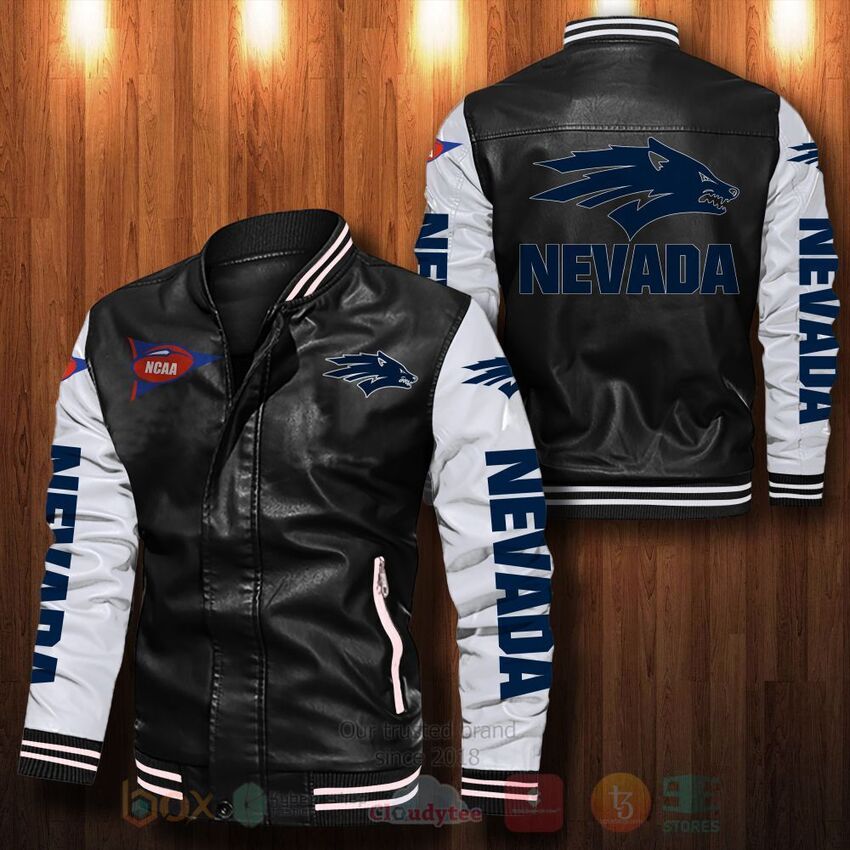 TOP NCAA Nevada Wolf Pack All Over Print Bomber Leather Jacket 12
