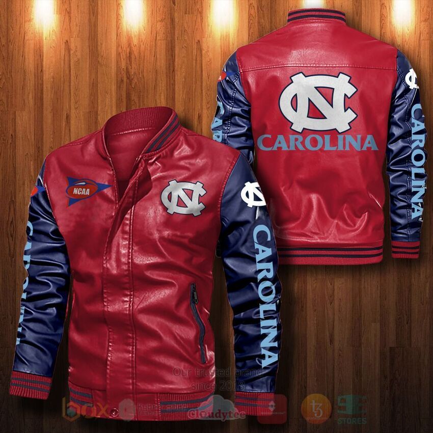 TOP NCAA North Carolina Tar Heels All Over Print Bomber Leather Jacket 3 TOP NCAA North Carolina Tar Heels All Over Print Bomber Leather Jacket - Image 3