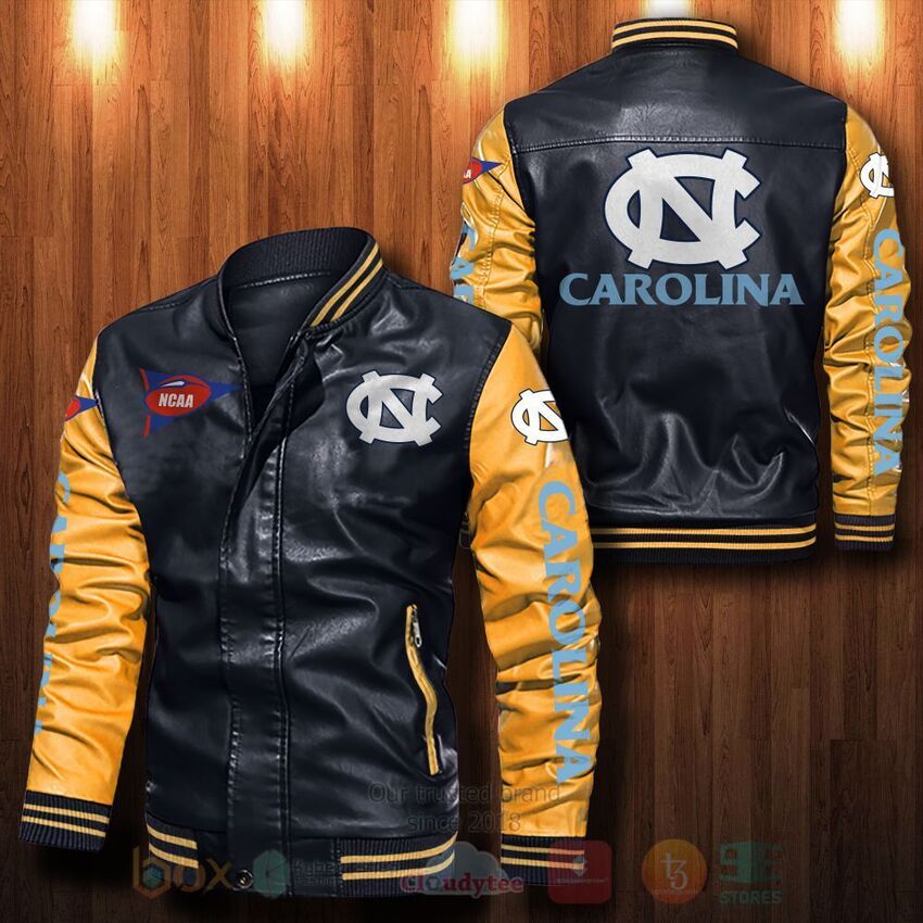 TOP NCAA North Carolina Tar Heels All Over Print Bomber Leather Jacket 4 TOP NCAA North Carolina Tar Heels All Over Print Bomber Leather Jacket - Image 4