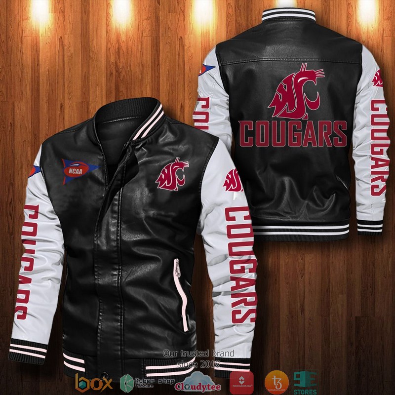 BEST Washington State Cougars Bomber Leather Jacket 13