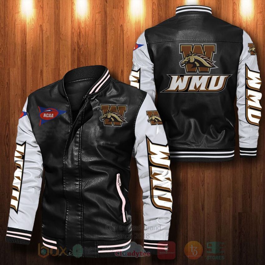 TOP NCAA Western Michigan Broncos All Over Print Bomber Leather Jacket 12