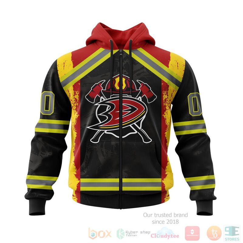 Alternative view of TOP NHL Anaheim Ducks Honnor Firefighter Black All Over Print Custom 3D Hoodie, Shirt