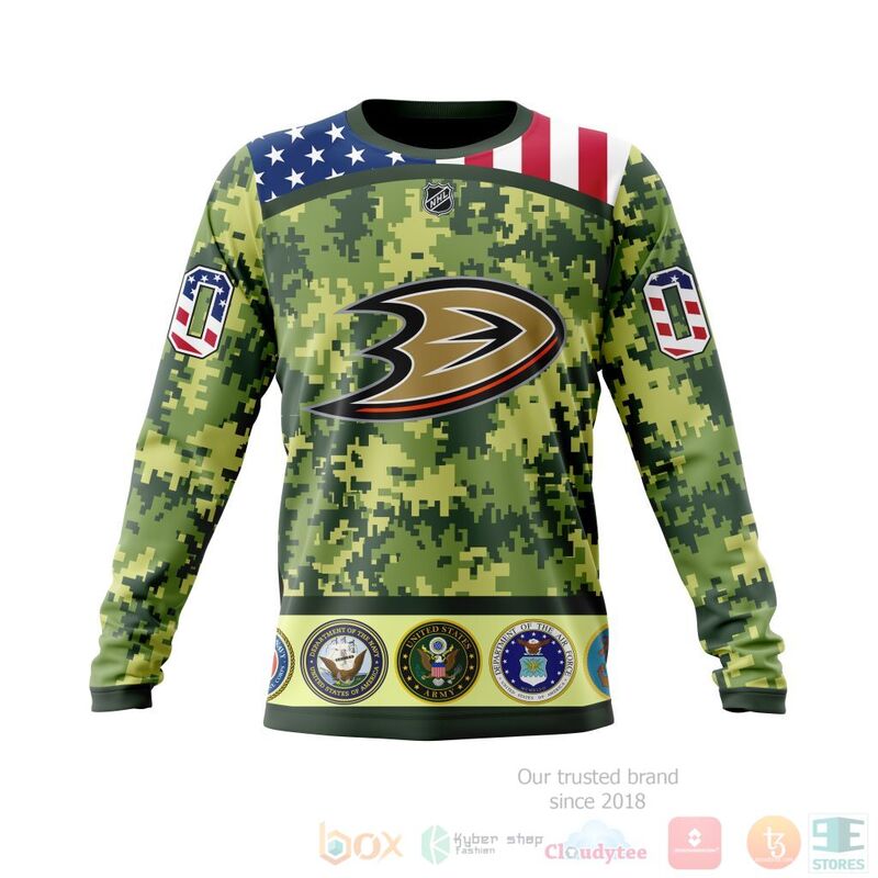 TOP NHL Anaheim Ducks Honor Military Green Camo Color All Over Print Custom 3D Hoodie, Shirt 22