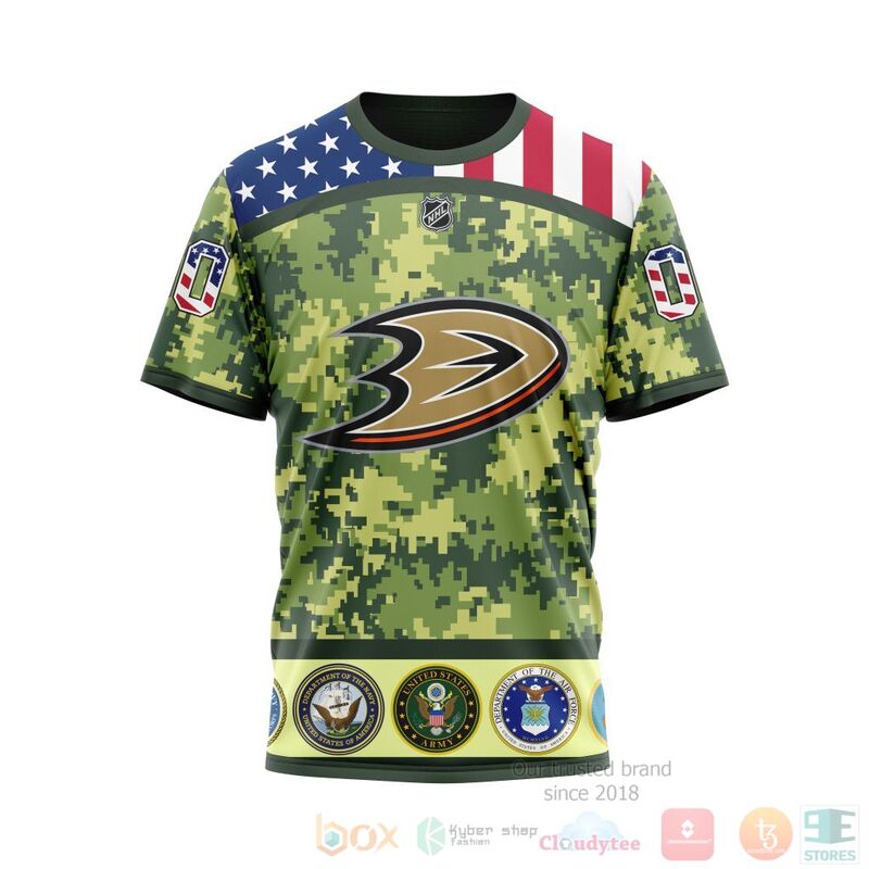 TOP NHL Anaheim Ducks Honor Military Green Camo Color All Over Print Custom 3D Hoodie, Shirt 10