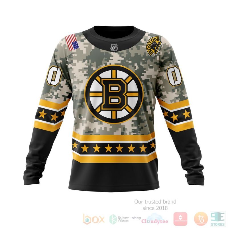 TOP NHL Boston Bruins Honor Military White Camo Color All Over Print Custom 3D Hoodie, Shirt 9