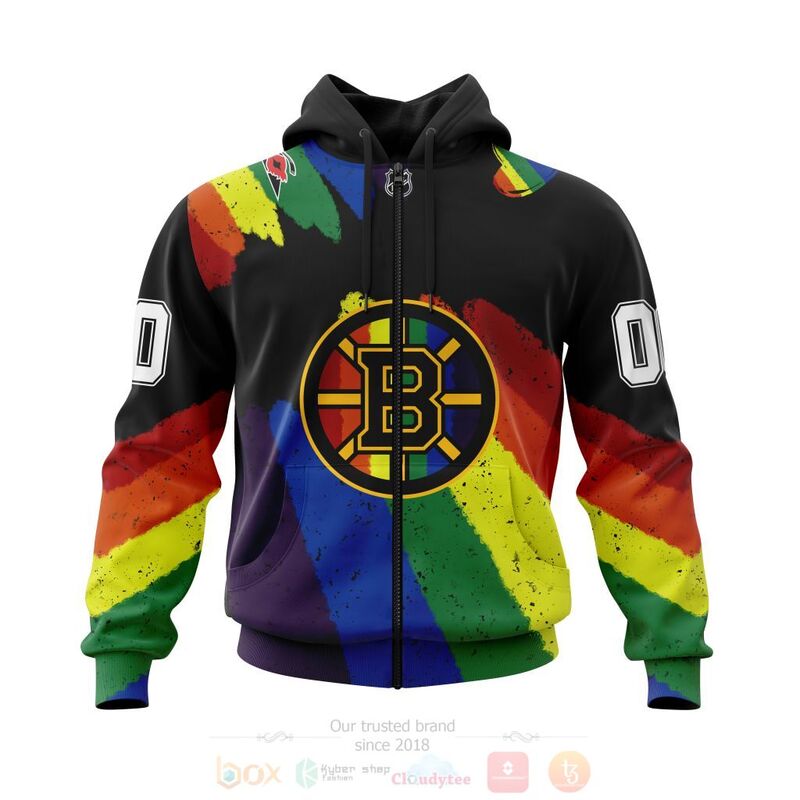 Alternative view of TOP NHL Boston Bruins LGBT Pride Personalized Custom 3D T-Shirt, Hoodie