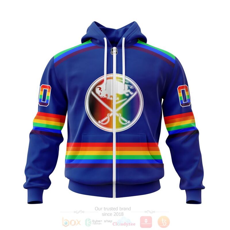Alternative view of TOP NHL Buffalo Sabres Blue LGBT Pride Personalized Custom 3D T-Shirt, Hoodie