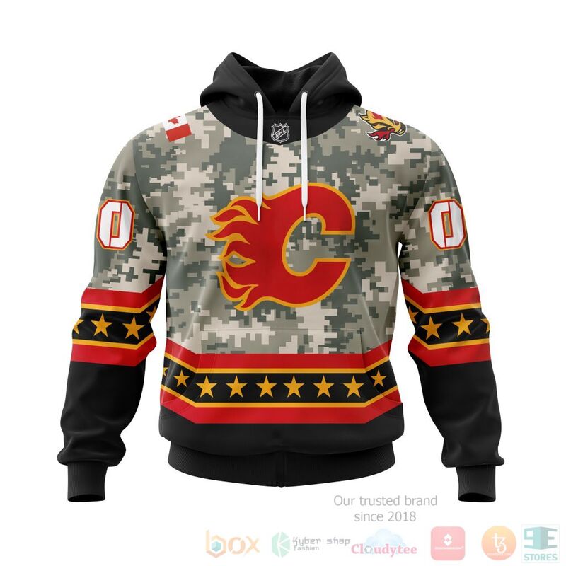 TOP NHL Calgary Flames Honor Military Camo Color All Over Print Custom 3D Hoodie, Shirt 15