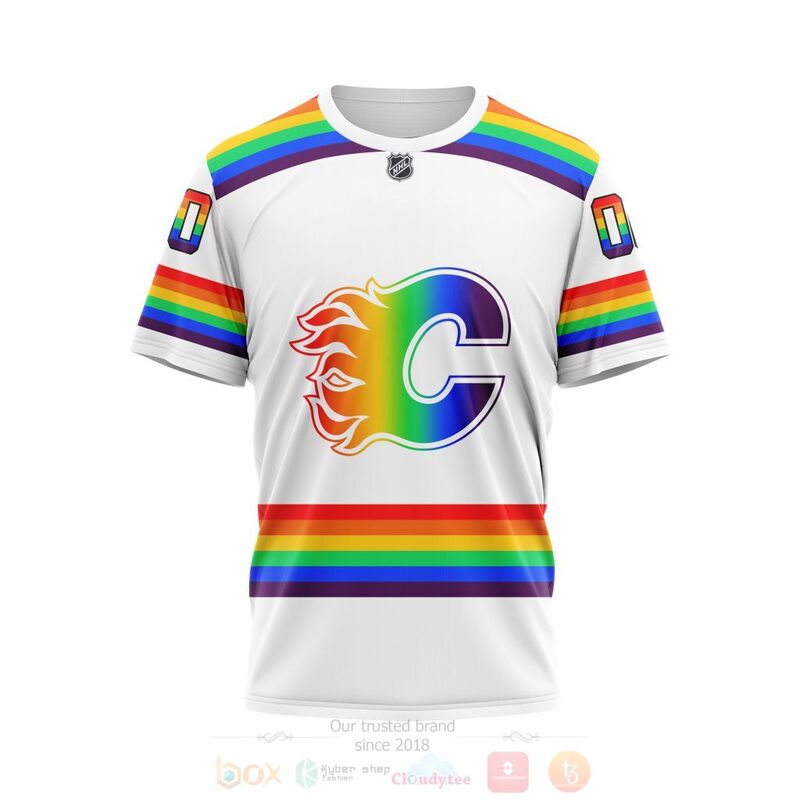 TOP NHL Calgary Flames White LGBT Pride Personalized Custom 3D T-Shirt, Hoodie 3 TOP NHL Calgary Flames White LGBT Pride Personalized Custom 3D T-Shirt, Hoodie - Image 3
