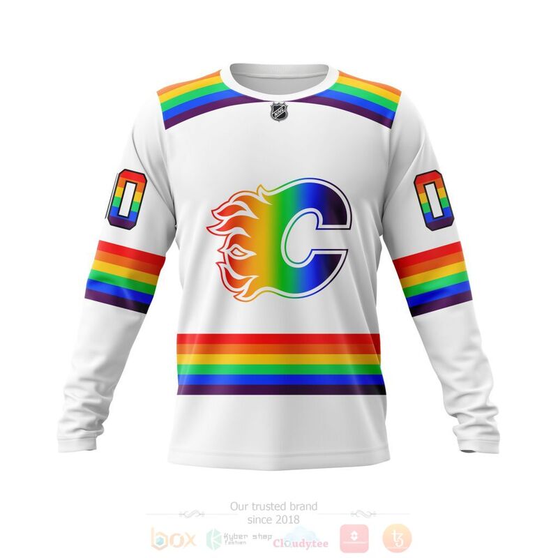 TOP NHL Calgary Flames White LGBT Pride Personalized Custom 3D T-Shirt, Hoodie 4 TOP NHL Calgary Flames White LGBT Pride Personalized Custom 3D T-Shirt, Hoodie - Image 4