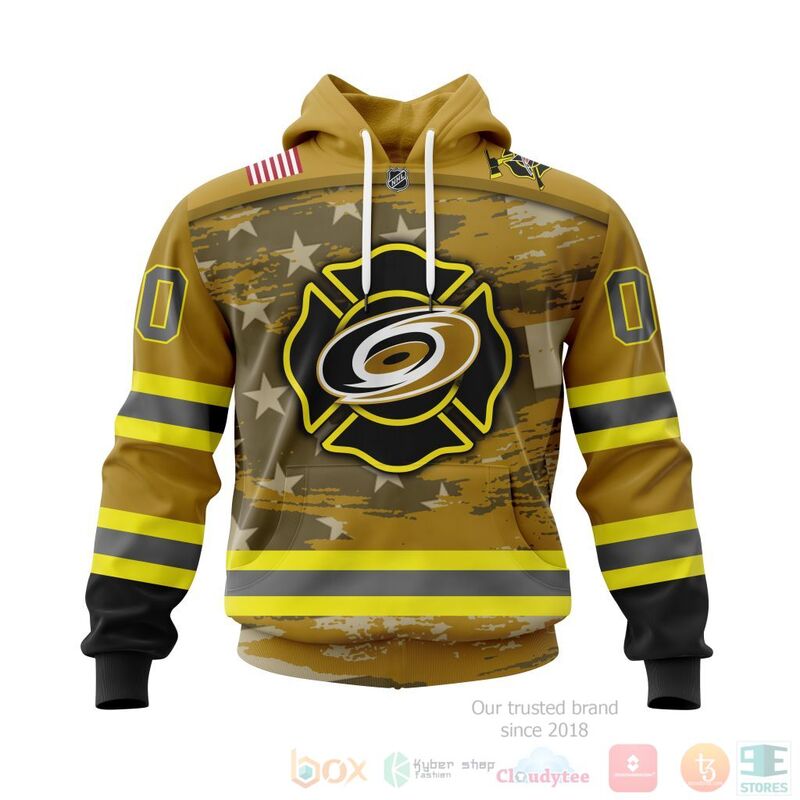 TOP NHL Carolina Hurricanes Honnor Firefighter Yellow All Over Print Custom 3D Hoodie, Shirt 15