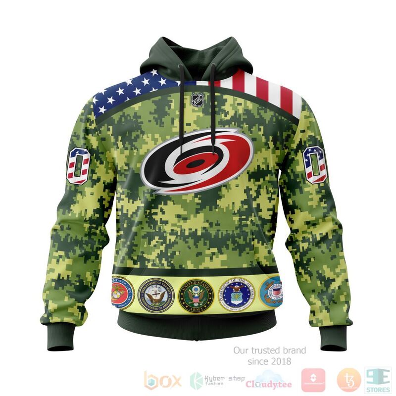 TOP NHL Carolina Hurricanes Honor Military Green Camo Color All Over Print Custom 3D Hoodie, Shirt 14