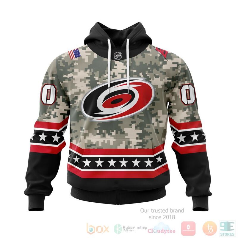 TOP NHL Carolina Hurricanes Honor Military White Camo Color All Over Print Custom 3D Hoodie, Shirt 15