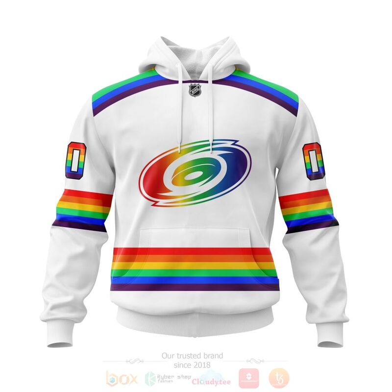 TOP NHL Carolina Hurricanes LGBT Pride White Personalized Custom 3D T-Shirt, Hoodie 14