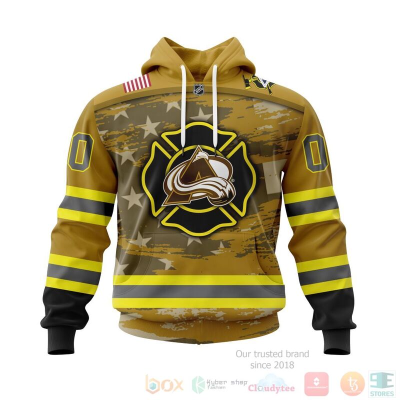 TOP NHL Colorado Avalanche Honnor Firefighter Yellow All Over Print Custom 3D Hoodie, Shirt 15