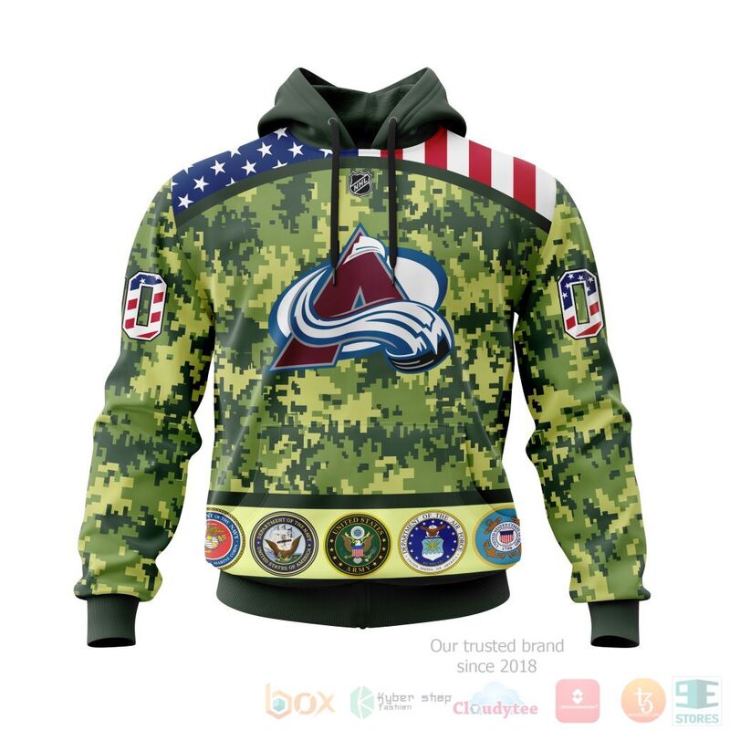 TOP NHL Colorado Avalanche Honor Military Green Camo Color All Over Print Custom 3D Hoodie, Shirt 14