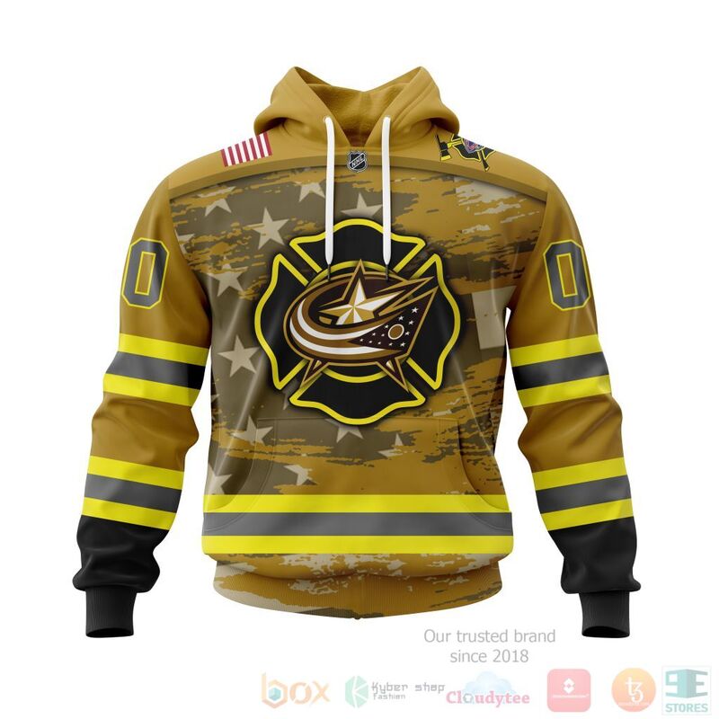 TOP NHL Columbus Blue Jackets Honnor Firefighter Yellow All Over Print Custom 3D Hoodie, Shirt 15