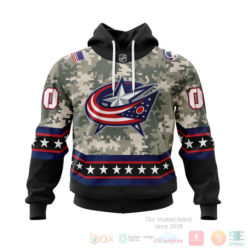 TOP NHL Columbus Blue Jackets Honor Military White Camo Color All Over Print Custom 3D Hoodie, Shirt 15