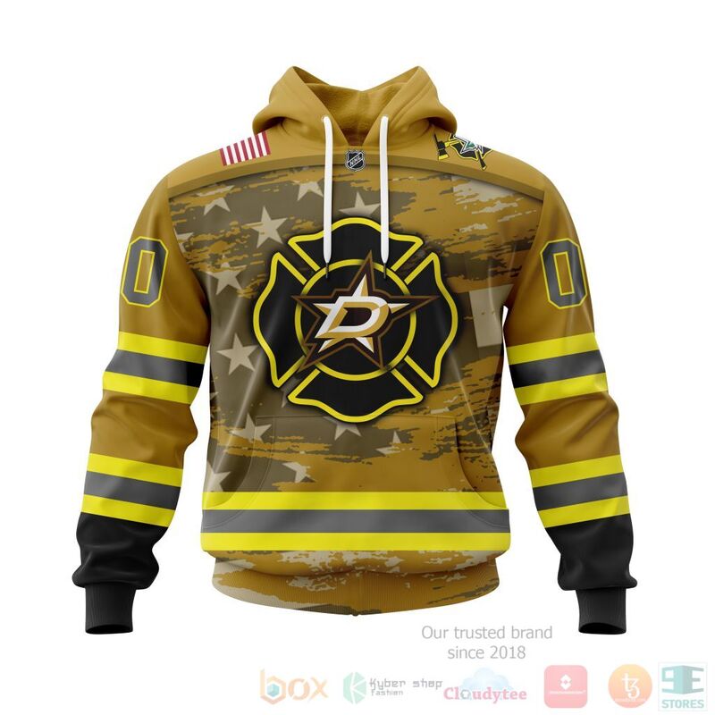 TOP NHL Dallas Stars Honnor Firefighter Yellow All Over Print Custom 3D Hoodie, Shirt 15