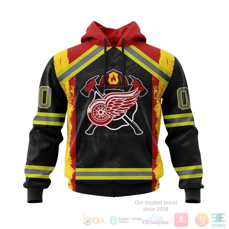 TOP NHL Detroit Red Wings Honnor Firefighter Black All Over Print Custom 3D Hoodie, Shirt 15
