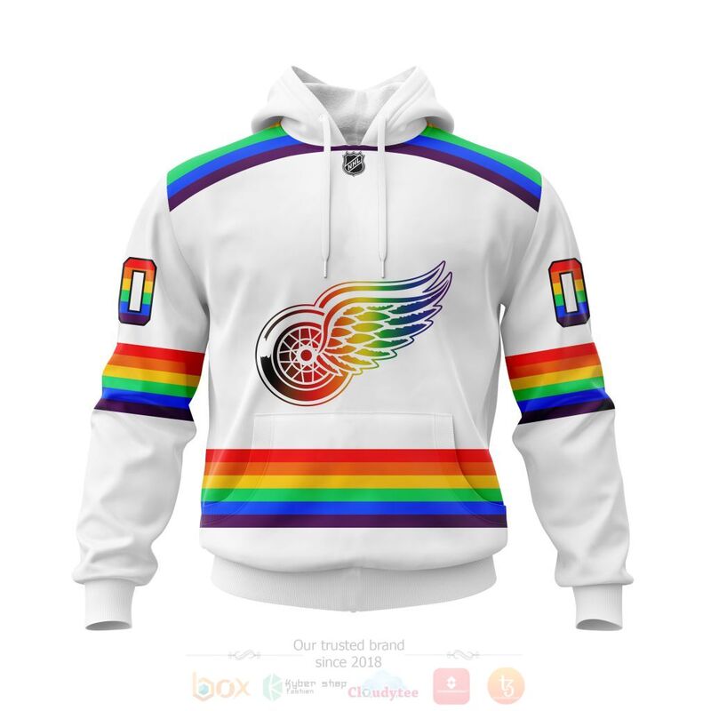 TOP NHL Detroit Red Wings LGBT Pride White Personalized Custom 3D T-Shirt, Hoodie 14