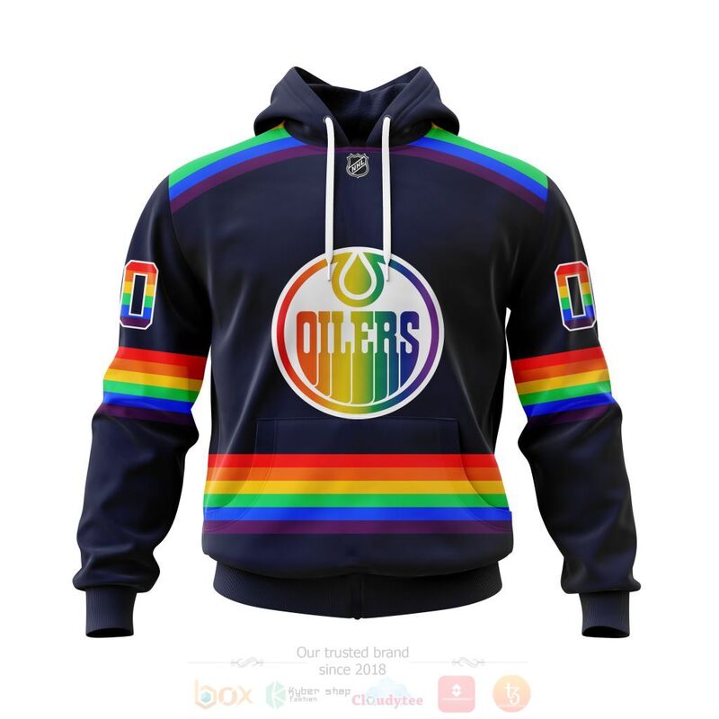 TOP NHL Edmonton Oilers LGBT Pride Navy Color Personalized Custom 3D T-Shirt, Hoodie 14