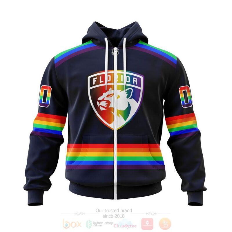 Alternative view of TOP NHL Florida Panthers LGBT Pride Navy Color Personalized Custom 3D T-Shirt, Hoodie