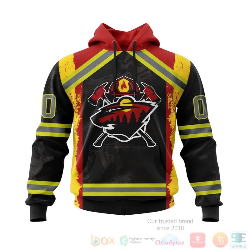 TOP NHL Minnesota Wild Honnor Firefighter Black All Over Print Custom 3D Hoodie, Shirt 14