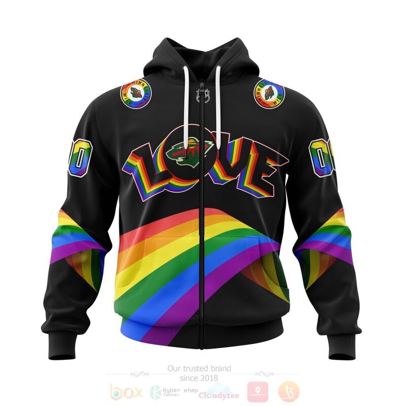 Alternative view of TOP NHL Minnesota Wild Love LGBT Pride Personalized Custom 3D T-Shirt, Hoodie