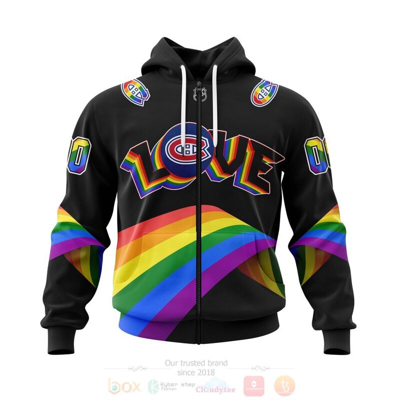 Alternative view of TOP NHL Montreal Canadiens Love LGBT Pride Personalized Custom 3D T-Shirt, Hoodie