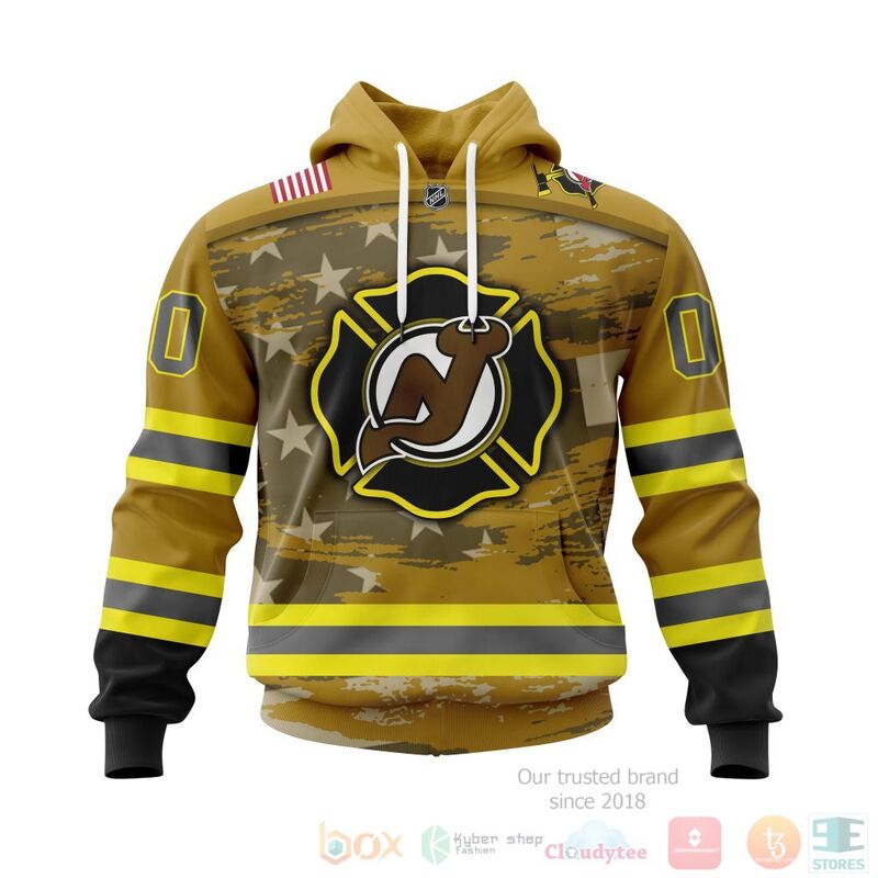 TOP NHL New Jersey Devils Honnor Firefighter Yellow All Over Print Custom 3D Hoodie, Shirt 16