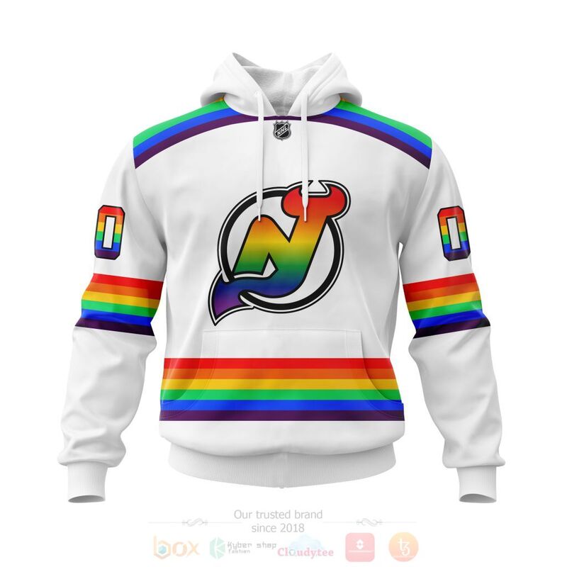 TOP NHL New Jersey Devils LGBT Pride White Personalized Custom 3D T-Shirt, Hoodie 14