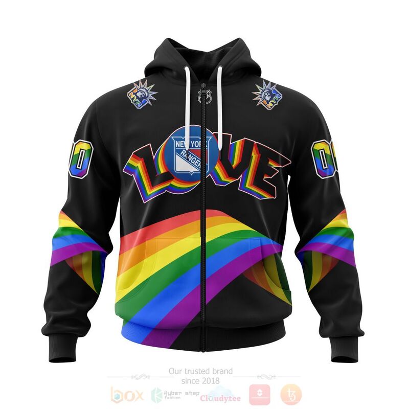Alternative view of TOP NHL New York Rangers Love LGBT Pride Personalized Custom 3D T-Shirt, Hoodie