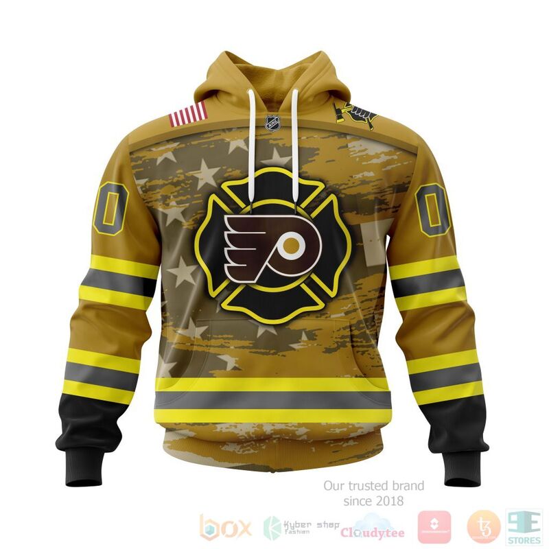 TOP NHL Philadelphia Flyers Honnor Firefighter Yellow All Over Print Custom 3D Hoodie, Shirt 14