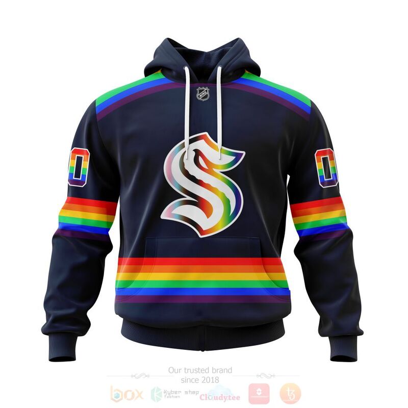TOP NHL Seattle Kraken LGBT Pride Navy Color Personalized Custom 3D T-Shirt, Hoodie 15