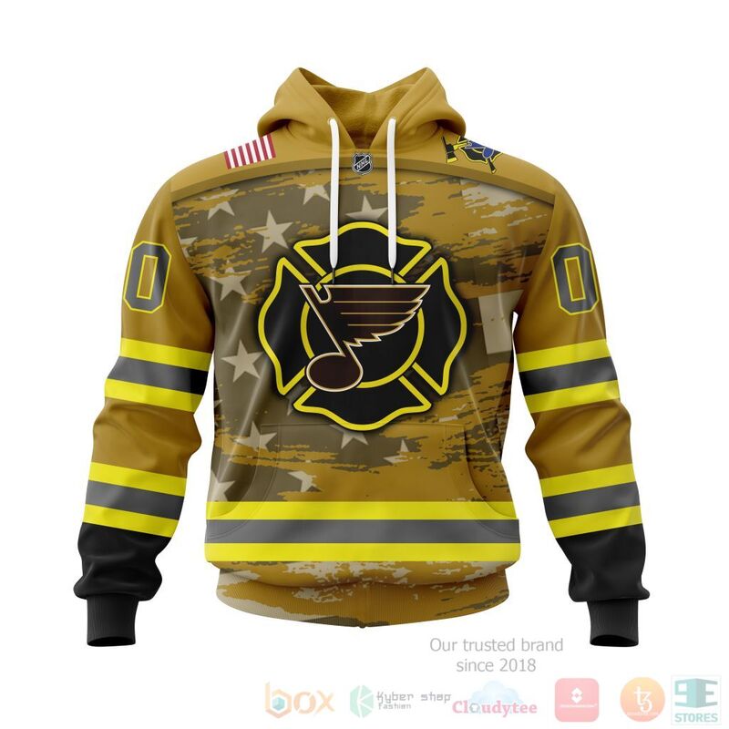 TOP NHL St. Louis Blues Honnor Firefighter Yellow All Over Print Custom 3D Hoodie, Shirt 14
