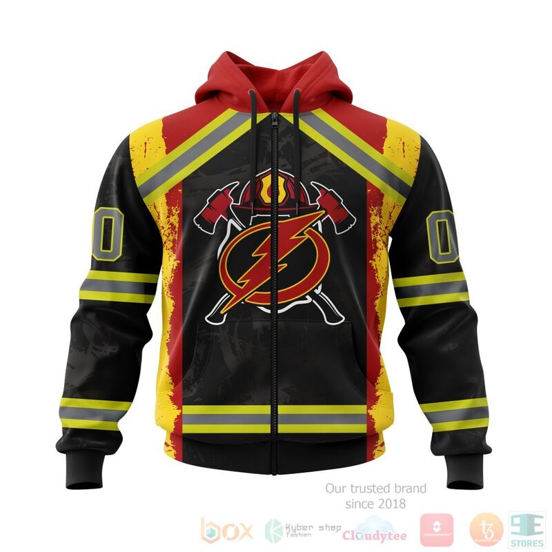 Alternative view of TOP NHL Tampa Bay Lightning Honnor Firefighter Black All Over Print Custom 3D Hoodie, Shirt