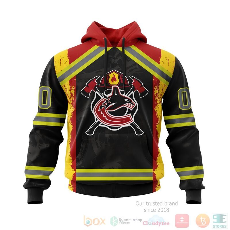 TOP NHL Vancouver Canucks Honnor Firefighter Black All Over Print Custom 3D Hoodie, Shirt 15