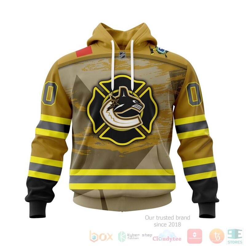 TOP NHL Vancouver Canucks Honnor Firefighter Yellow All Over Print Custom 3D Hoodie, Shirt 15